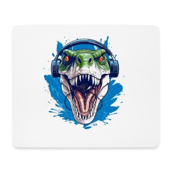 Cooler Dino mit Kopfhörer für Dino Fan - Mousepad (Querformat) - Weiß - Vorne