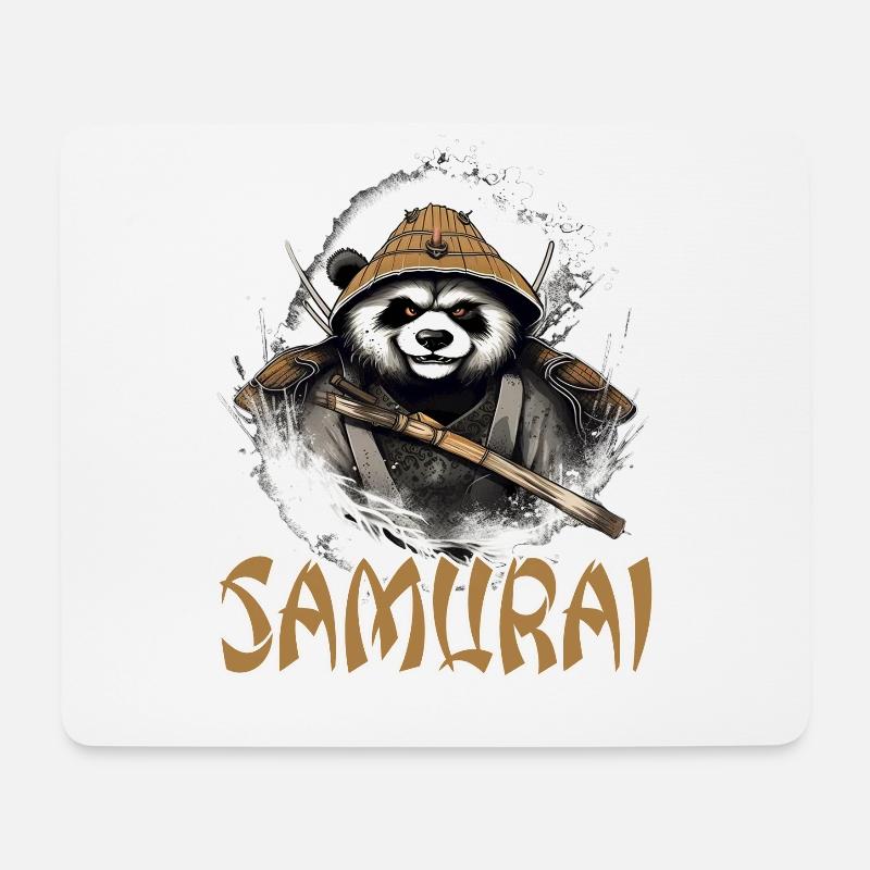 Japanischer Panda Samurai Style für Panda Fans - Mousepad (Querformat) - Weiß