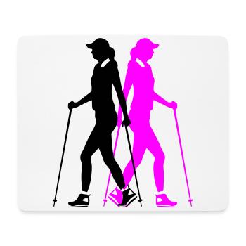 Nordic Walking Woman Silhouette - Mouse Pad (horizontal) - white - Front