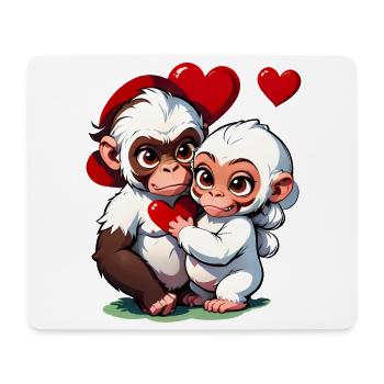 Verschenke diese süßen Affen zum Valentinstag - Mousepad (Querformat) - Weiß - Vorne