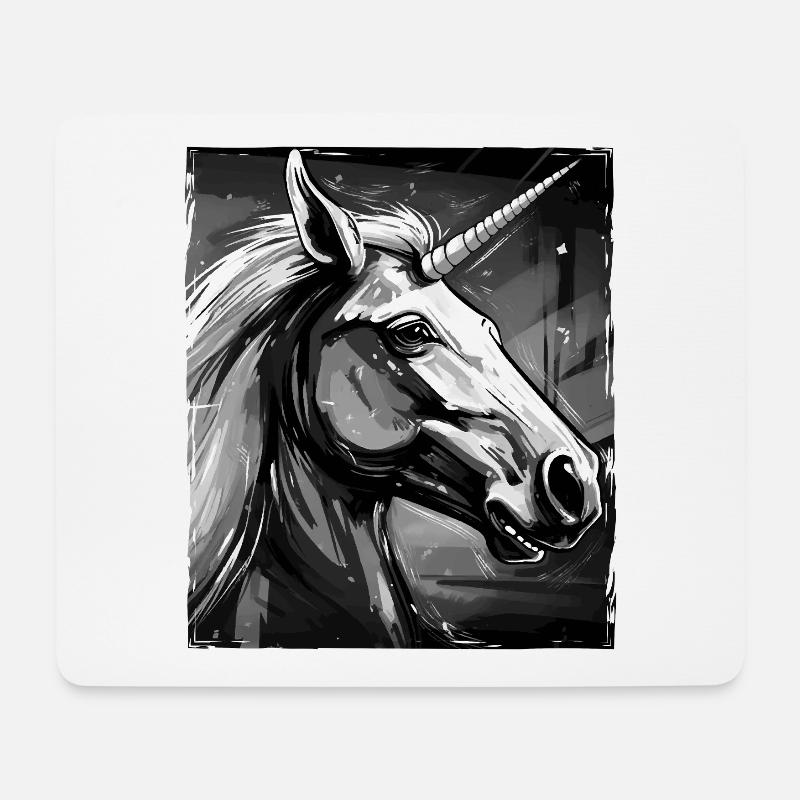 Einhorn Porträt - Mousepad (Querformat) - Weiß