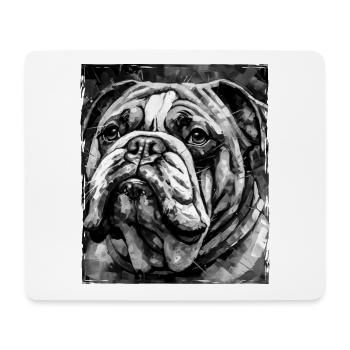 Portrait de chien bouledogue - Tapis de souris (format paysage) - blanc - Devant