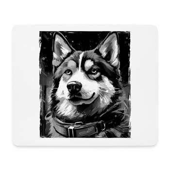 Portrait de chien husky - Tapis de souris (format paysage) - blanc - Devant