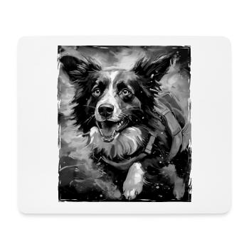 Border Collie Chien Portrait - Tapis de souris (format paysage) - blanc - Devant