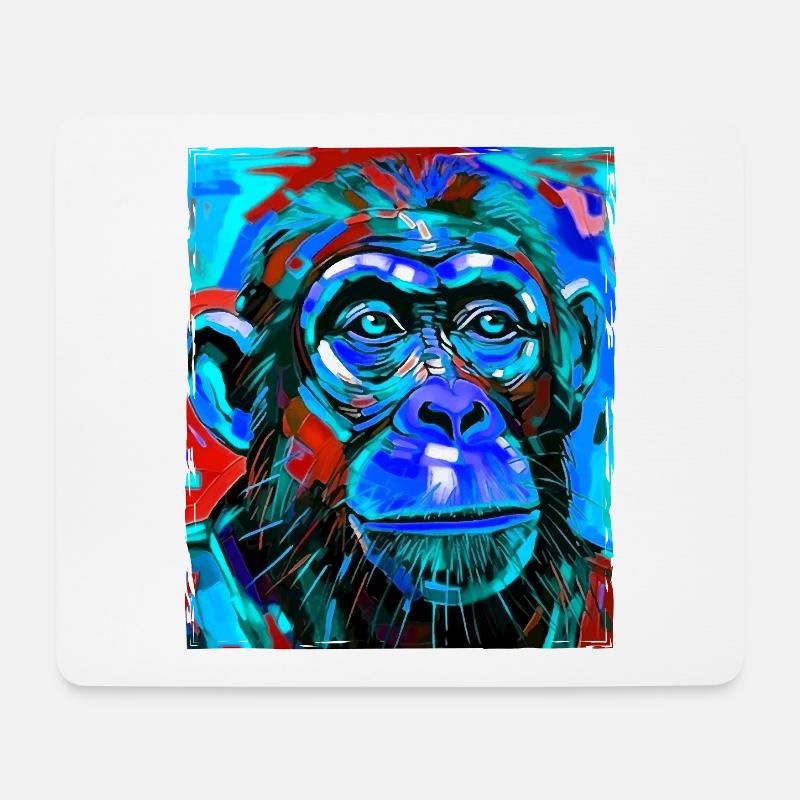 Affe Porträt - Mousepad (Querformat) - Weiß