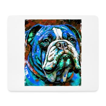 Portrait de chien bouledogue - Tapis de souris (format paysage) - blanc - Devant