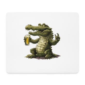 Alligator Bier Lustig - Mousepad (Querformat) - Weiß - Vorne