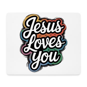 Jésus vous aime ! - Tapis de souris (format paysage) - blanc - Devant