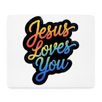 Jésus vous aime ! - Tapis de souris (format paysage) - blanc - Devant