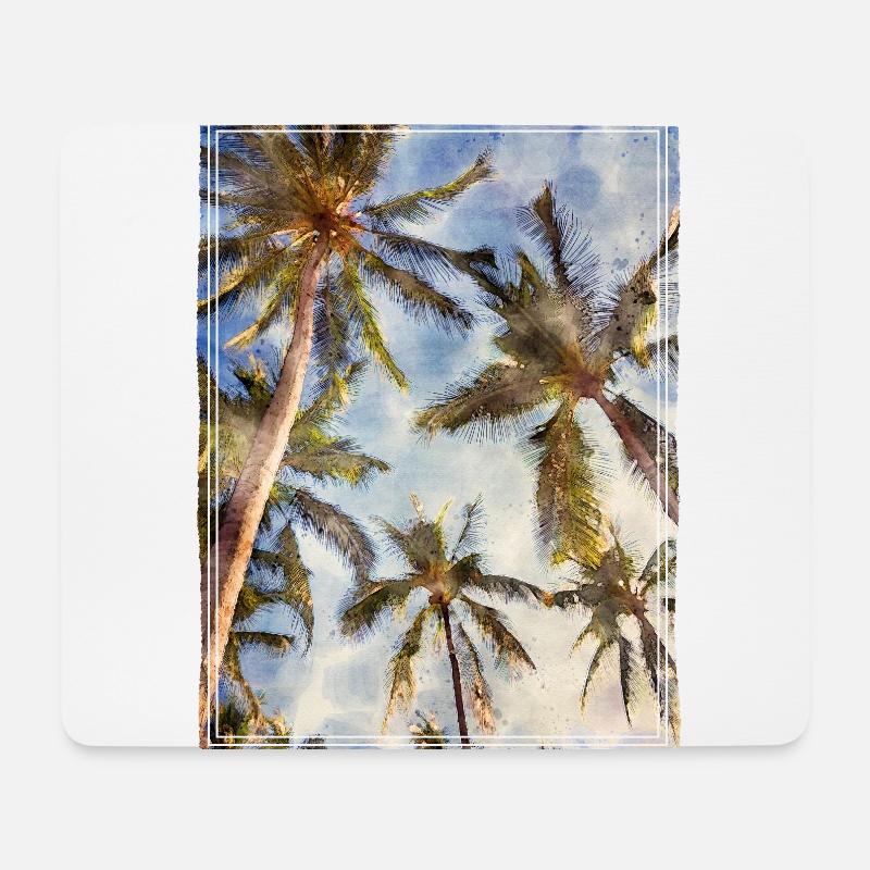 Palmen in Aquarell-Optik - Mousepad (Querformat) - Weiß