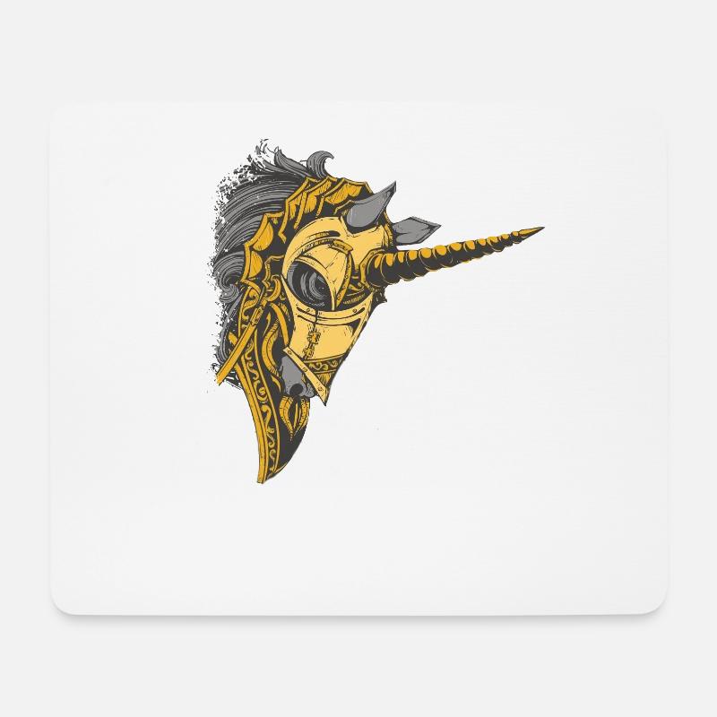 Einhorn Rüstung Gold Pferd - Mousepad (Querformat) - Weiß