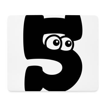 Funny number 5 with eyes 5th birthday motif - Mouse Pad (horizontal) - white - Front