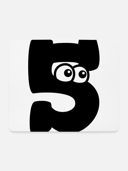 Lustige Nummer 5 mit Augen 5. Geburtstag Motiv - Mousepad (Querformat) - Weiß