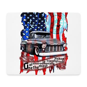 Vintage V8 LKW auf stylischer amerikanischer Fahne - Mousepad (Querformat) - Weiß - Vorne