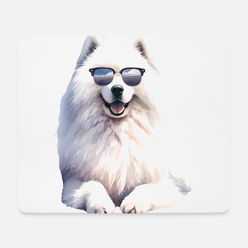 Samojeden Hund Geschenke Niedlicher Samojeden Hund Grafik - Mousepad (Querformat) - Weiß
