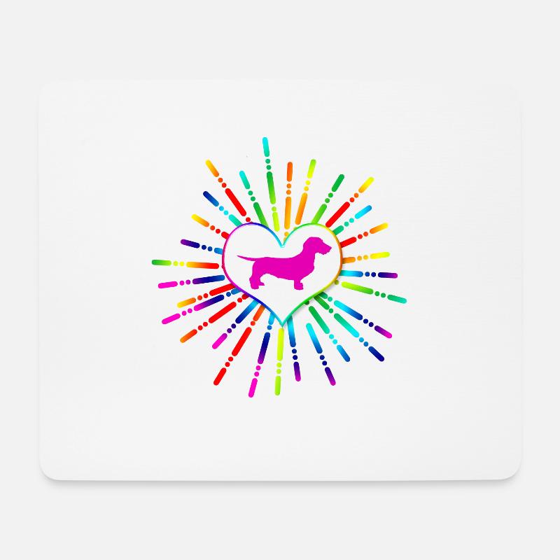Buntes Herz mit Rauhaardackel pink (0115) - Mousepad (Querformat) - Weiß