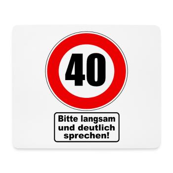 40ème anniversaire panneau de signalisation attention cadeau - Tapis de souris (format paysage) - blanc - Devant