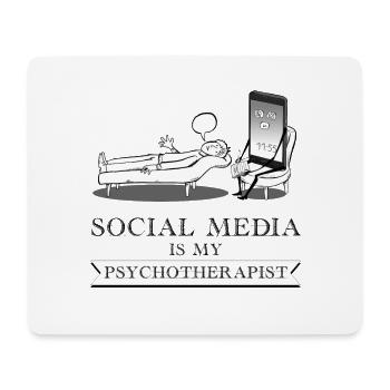 Social Media is my Psychotherapist T-Shirt Nerd - Mousepad (Querformat) - Weiß - Vorne