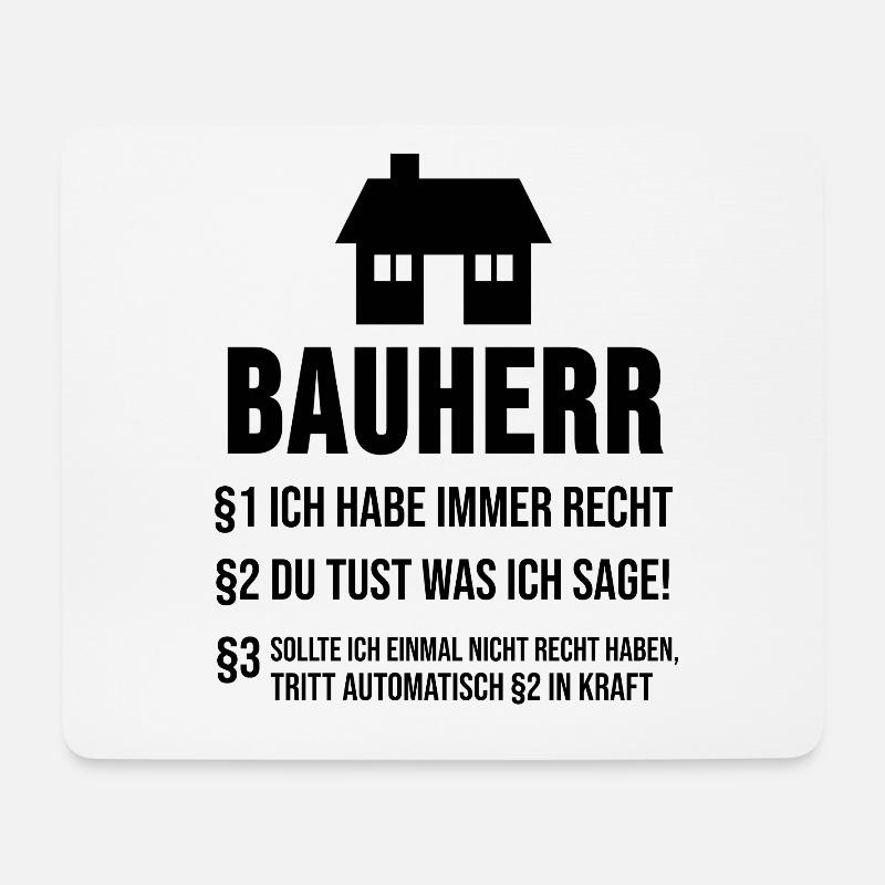 Bauherr Hausbau Baustelle Lustiges Geschenk - Mousepad (Querformat) - Weiß