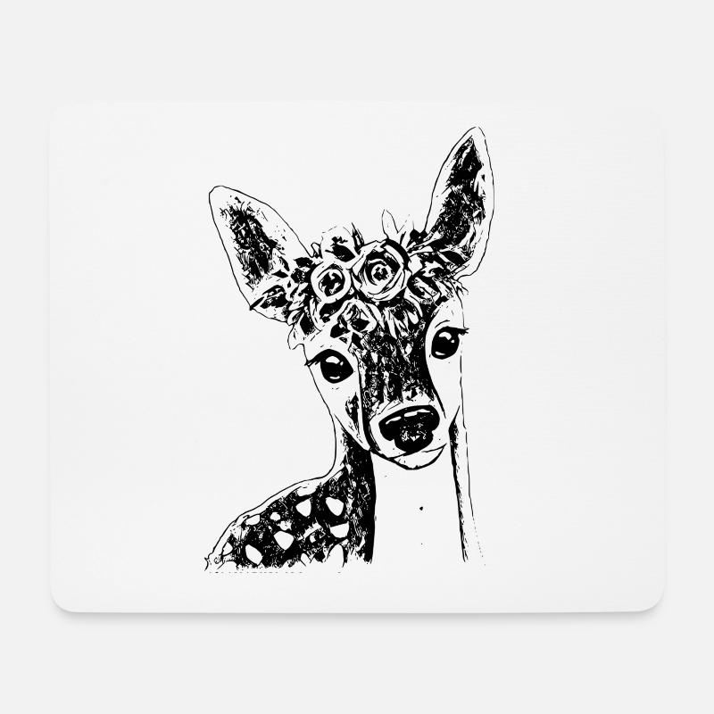 Reh - Mousepad (Querformat) - Weiß
