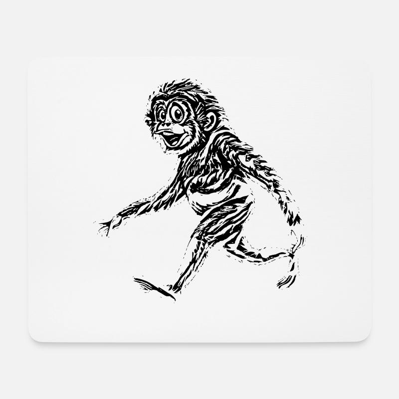 Affe - Mousepad (Querformat) - Weiß