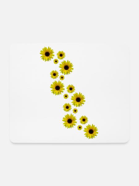gelbe Sonnenblumen, Sonnenblume, Blumen, Blüten - Mousepad (Querformat) - Weiß