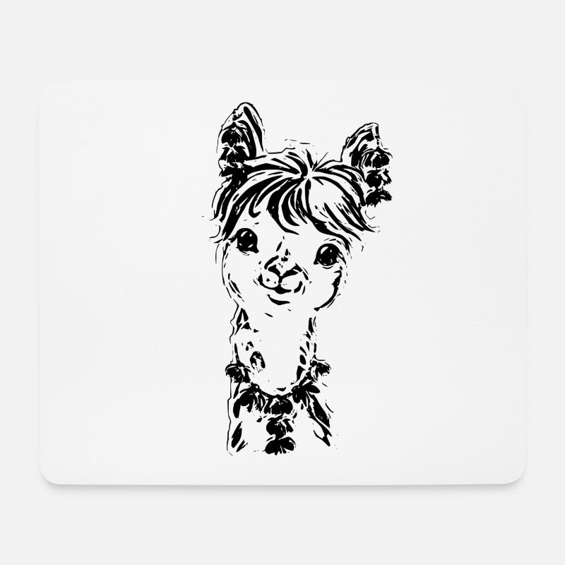 Alpaka - Mousepad (Querformat) - Weiß