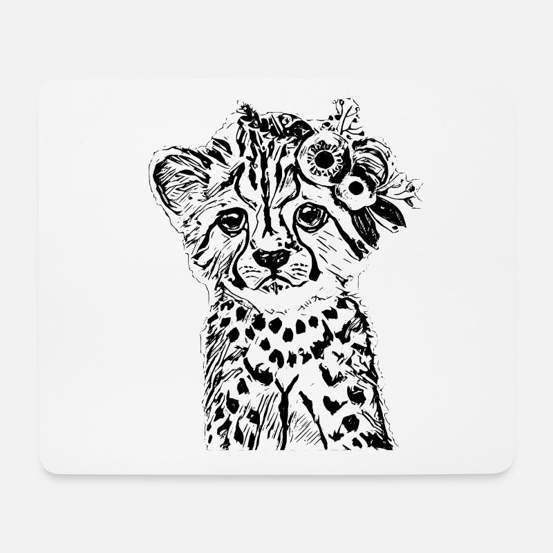 Gepard - Mousepad (Querformat) - Weiß