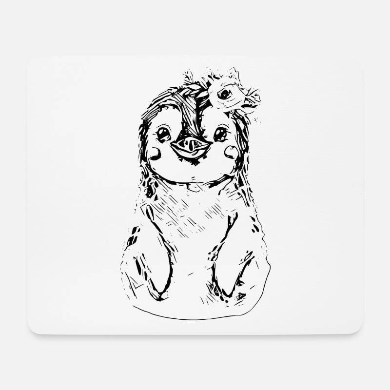 Pingouin - Tapis de souris (format paysage) - blanc