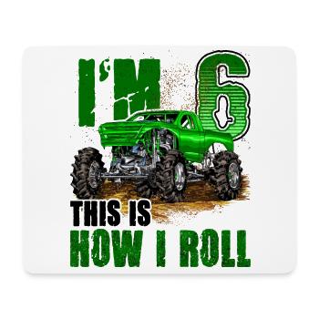 Enfants 6ème anniversaire Monster Truck pour garçons et filles 6 - Tapis de souris (format paysage) - blanc - Devant