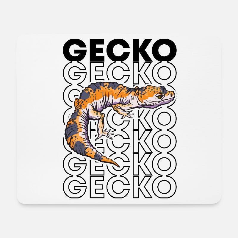 Leopardgecko Reptilienpfleger Gecko im Stil der 80er Jahre - Mousepad (Querformat) - Weiß