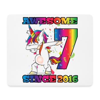 Awesome Since 2016 7. Geburtstag Dabbing Unicorn - Mousepad (Querformat) - Weiß - Vorne