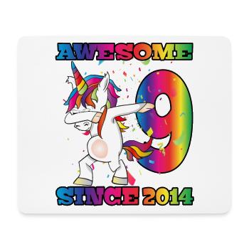 Awesome Since 2014 9. Geburtstag Dabbing Unicorn - Mousepad (Querformat) - Weiß - Vorne