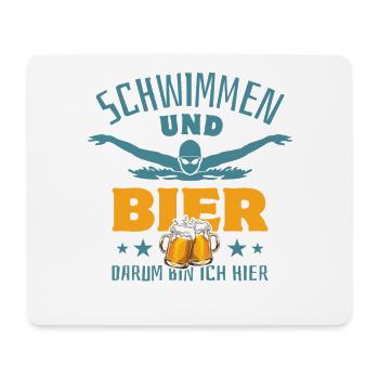 Schwimmen & Bier - darum bin ich hier - Mousepad (Querformat) - Weiß - Vorne