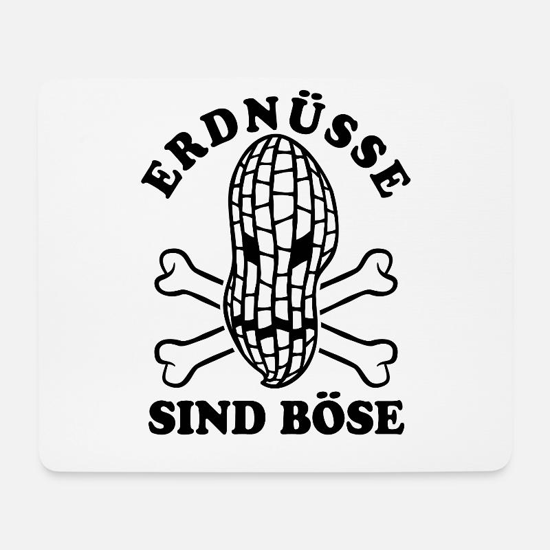 Erdnüsse sind böse - Erdnuss Allergie - Mousepad (Querformat) - Weiß