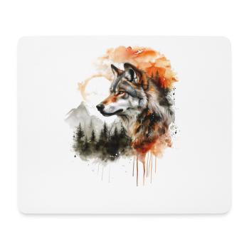 Wolf with watercolor - Mouse Pad (horizontal) - white - Front