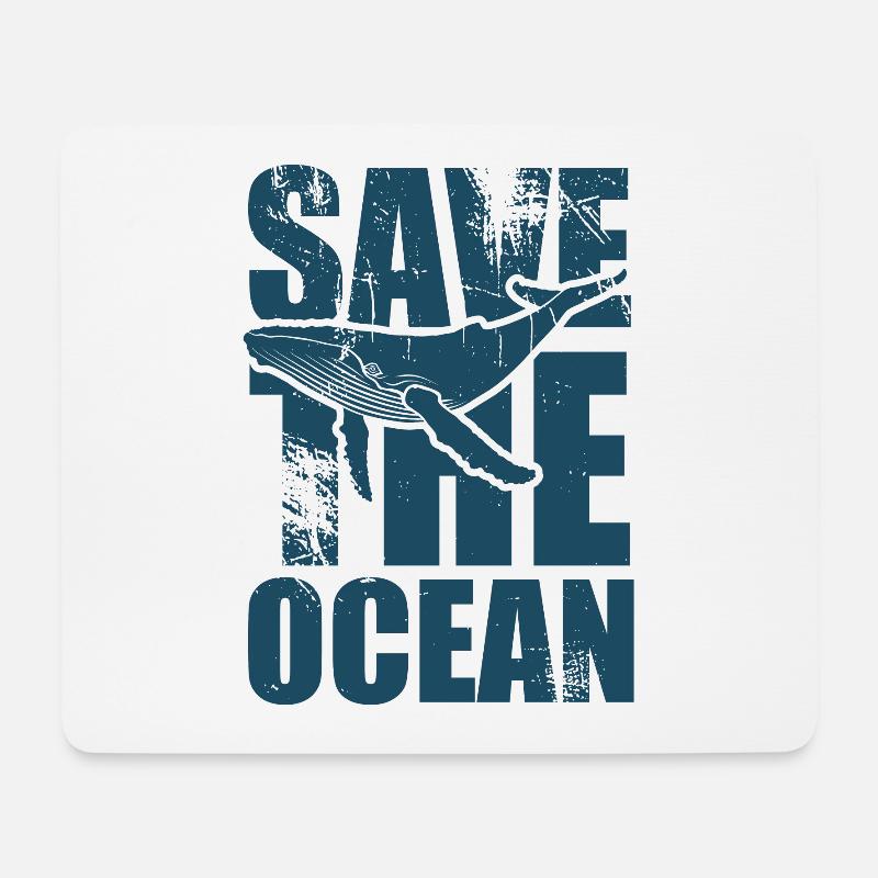 Save the ocean - Wal - Buckelwal - Geschenk - Mousepad (Querformat) - Weiß