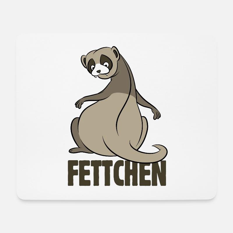 Fettchen - Frettchen mit dickem Po - Geschenk - Mousepad (Querformat) - Weiß