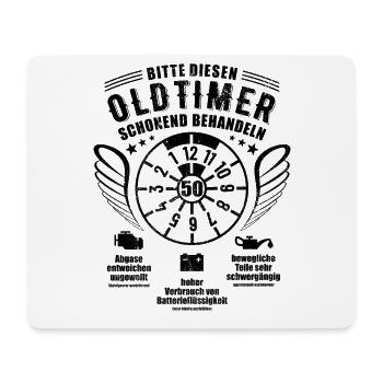 Oldtimer schonend behandeln - 50. Geburtstag - Mousepad (Querformat) - Weiß - Vorne