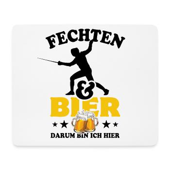 Fechten & Bier - darum bin ich hier - Mousepad (Querformat) - Weiß - Vorne