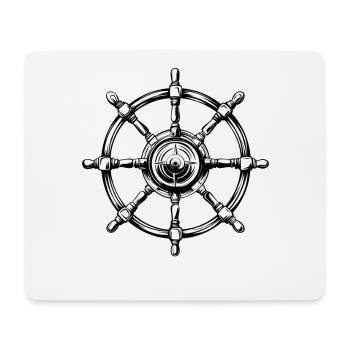 Kapitän Ahoi! Steuerrrad, Ruder, Yacht, Segelboot - Mousepad (Querformat) - Weiß - Vorne