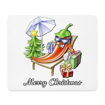 A Chili Merry Christmas under Sunshade and Tree - Mouse Pad (horizontal) - white - Front