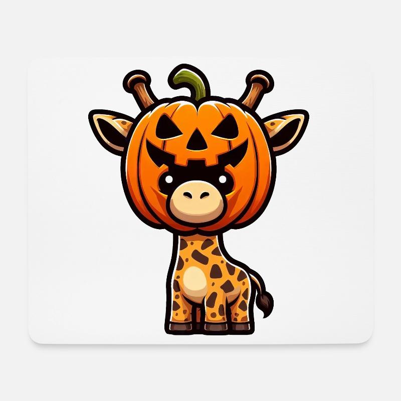 Lustige Kürbis-Giraffe Halloween Oktober Herbst - Mousepad (Querformat) - Weiß