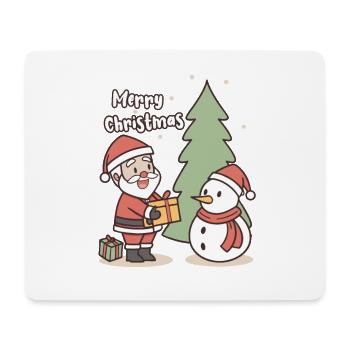 Merry Christmas - Santa Claus & Snowman - Mouse Pad (horizontal) - white - Front