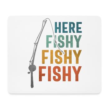 Funny Fishing Graphic - Here Fishy Vintage - Mouse Pad (horizontal) - white - Front