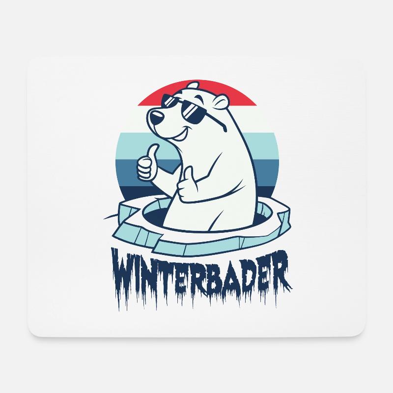 Eisbaden Eisbad Winterbader Cartoon - Mousepad (Querformat) - Weiß