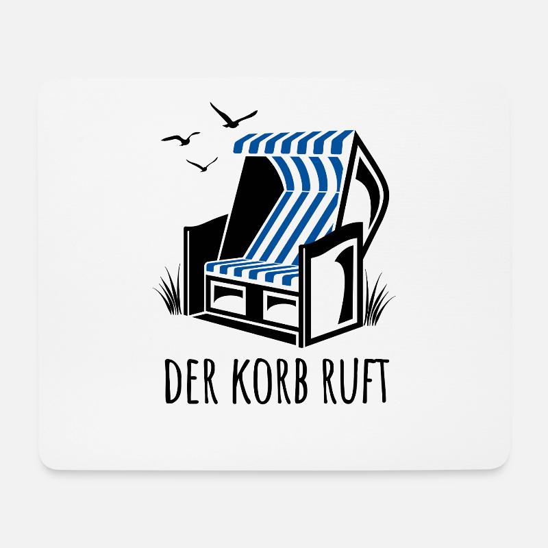 Der Korb ruft - Strandkorb - Meer - Urlaub - Mousepad (Querformat) - Weiß