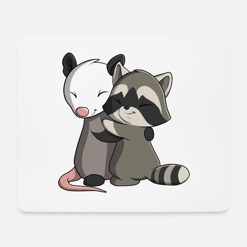 Opossum und Waschbär - Mousepad (Querformat) - Weiß