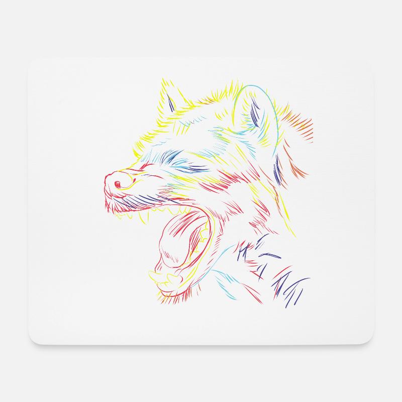 Bunte Striche Hyäne - Mousepad (Querformat) - Weiß