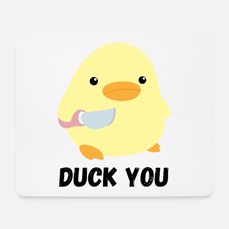 Duck you Süße Ente mit Messer Meme Huhn Geschenk - Mousepad (Querformat) - Weiß